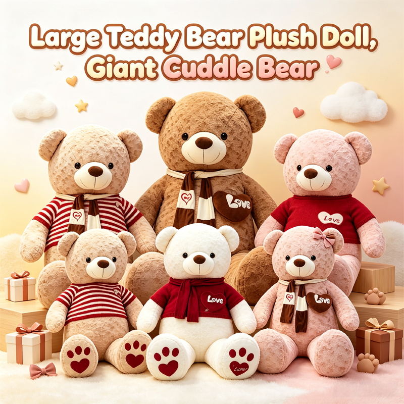 Large Teddy Bear Plush Doll, Giant Cuddle Bear