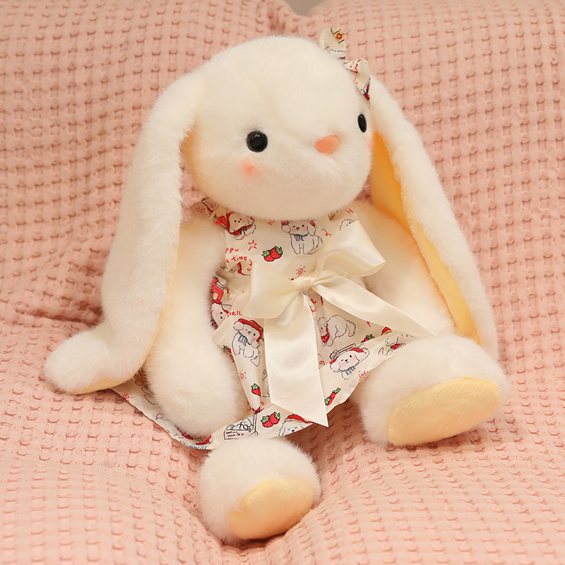 Floral Dress Lop-Eared Rabbit Plush