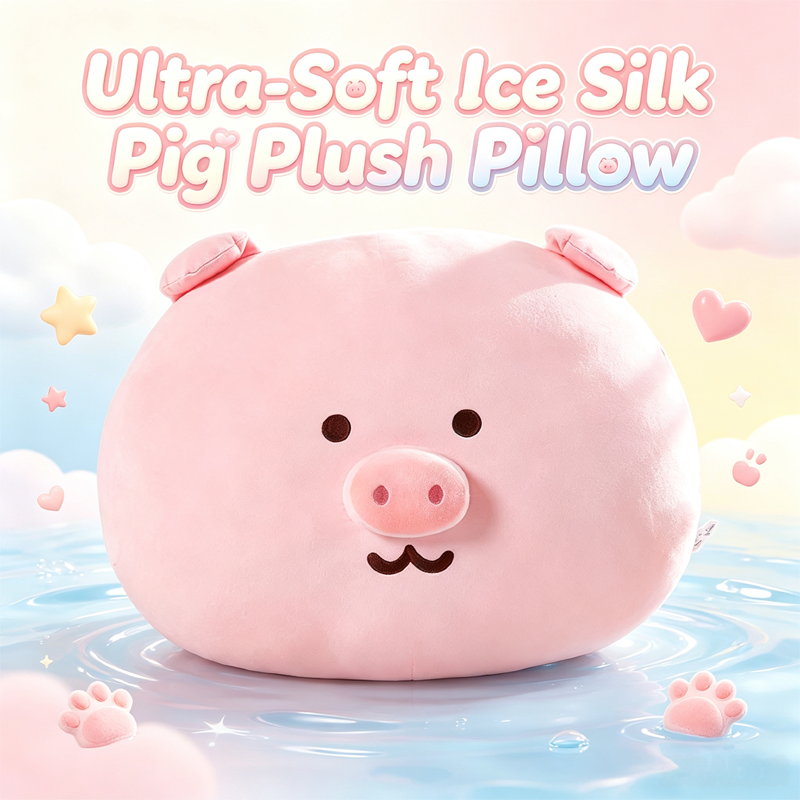Ultra-Soft Ice Silk Pig Plush Pillow
