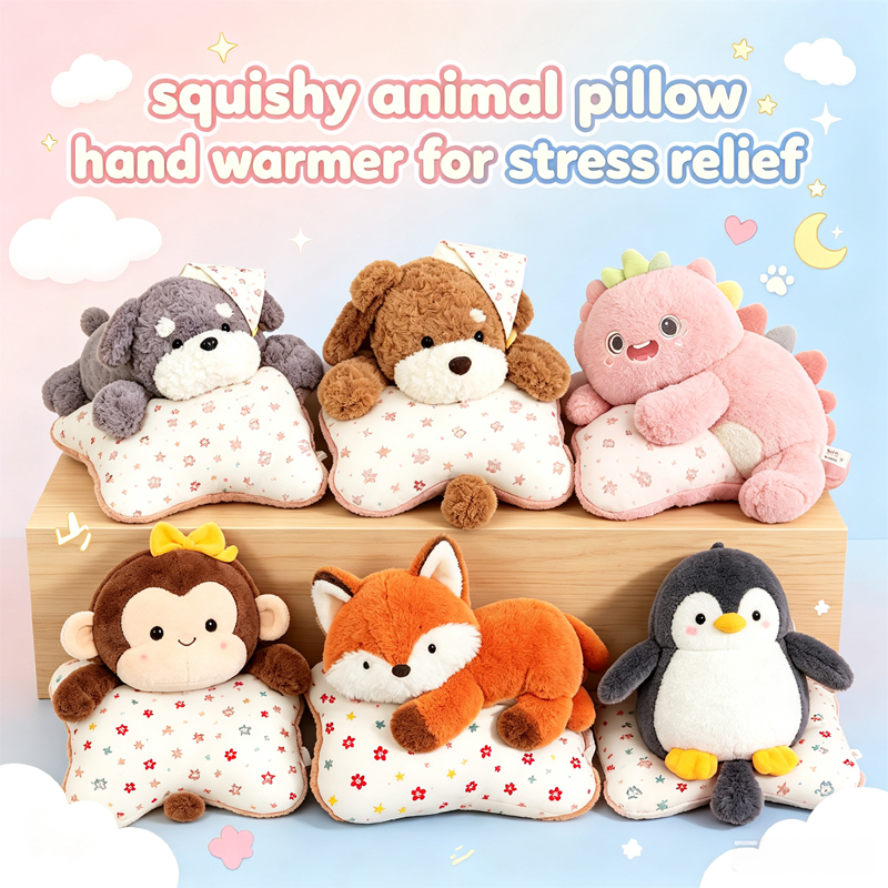 squishy animal pillow hand warmer for stress relief